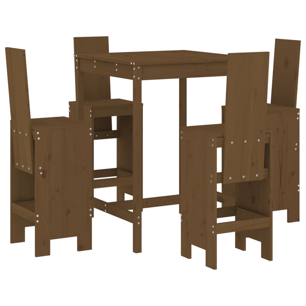 5-delige Tuinbarset massief grenenhout honingbruin is nu te koop bij PeponiXL, paradijselijk wonen!
