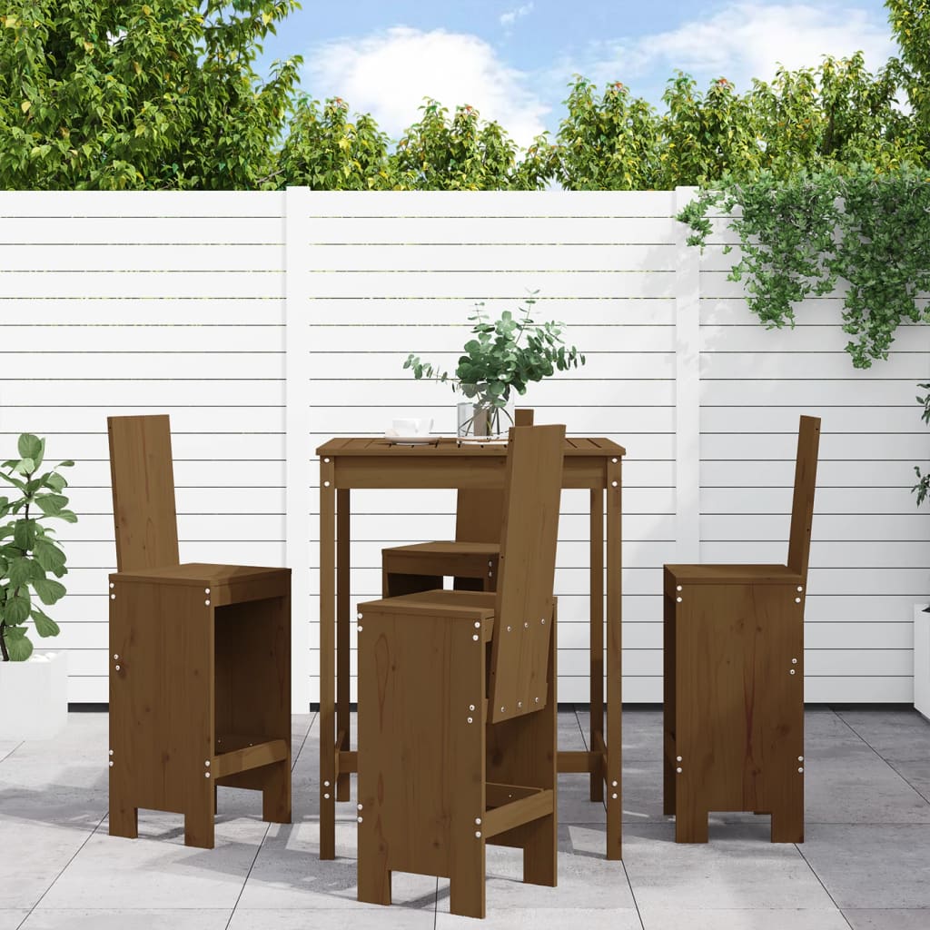 5-delige Tuinbarset massief grenenhout honingbruin is nu te koop bij PeponiXL, paradijselijk wonen!