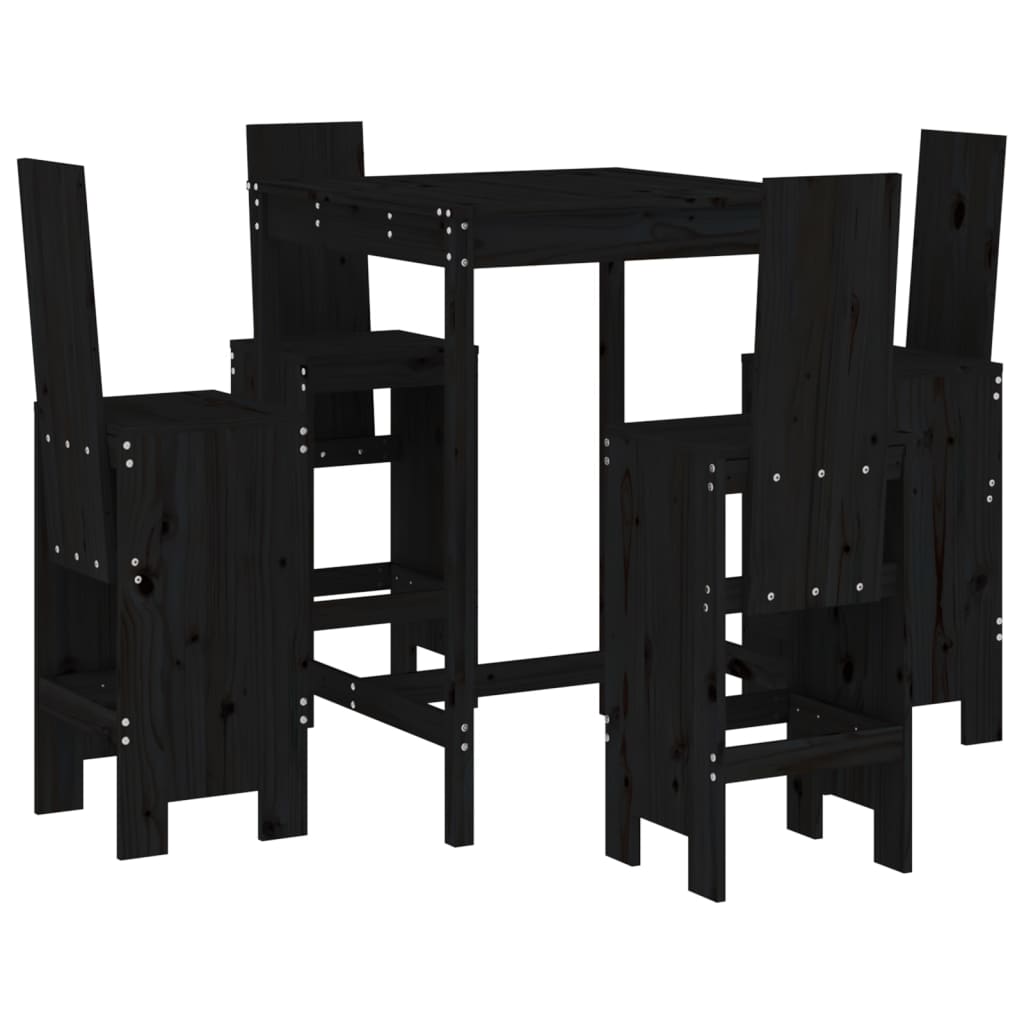 5-delige Barset massief grenenhout zwart is nu te koop bij PeponiXL, paradijselijk wonen!