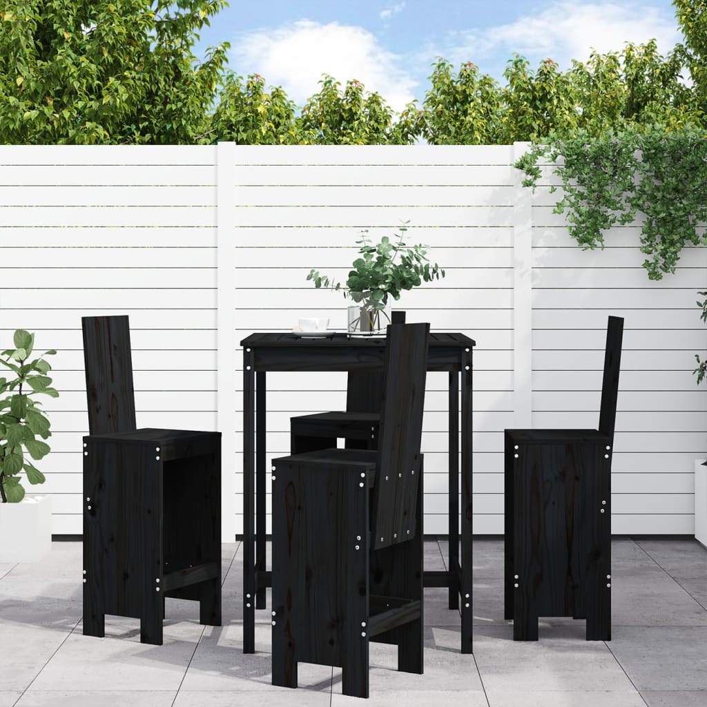 5-delige Barset massief grenenhout zwart is nu te koop bij PeponiXL, paradijselijk wonen!