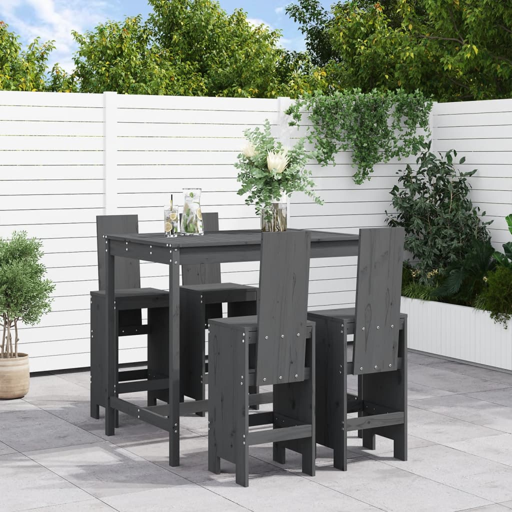 5-delige Tuinbarset massief grenenhout grijs is nu te koop bij PeponiXL, paradijselijk wonen!