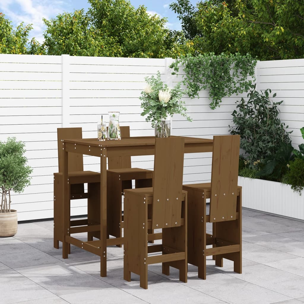 5-delige Tuinbarset massief grenenhout honingbruin is nu te koop bij PeponiXL, paradijselijk wonen!