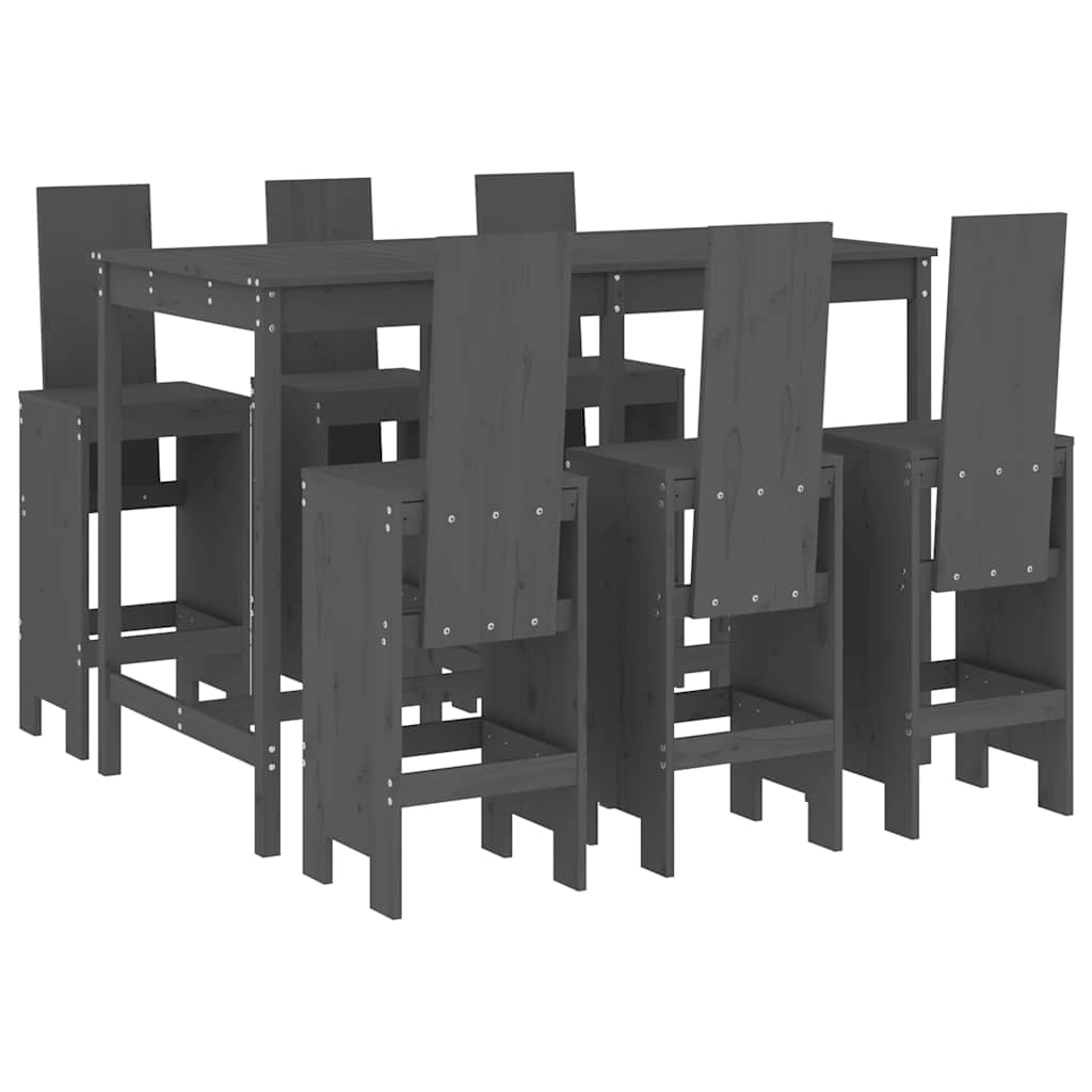 7-delige Tuinbarset massief grenenhout grijs is nu te koop bij PeponiXL, paradijselijk wonen!
