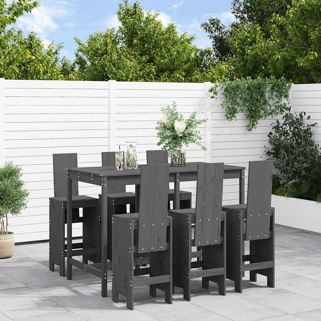 7-delige Tuinbarset massief grenenhout grijs is nu te koop bij PeponiXL, paradijselijk wonen!