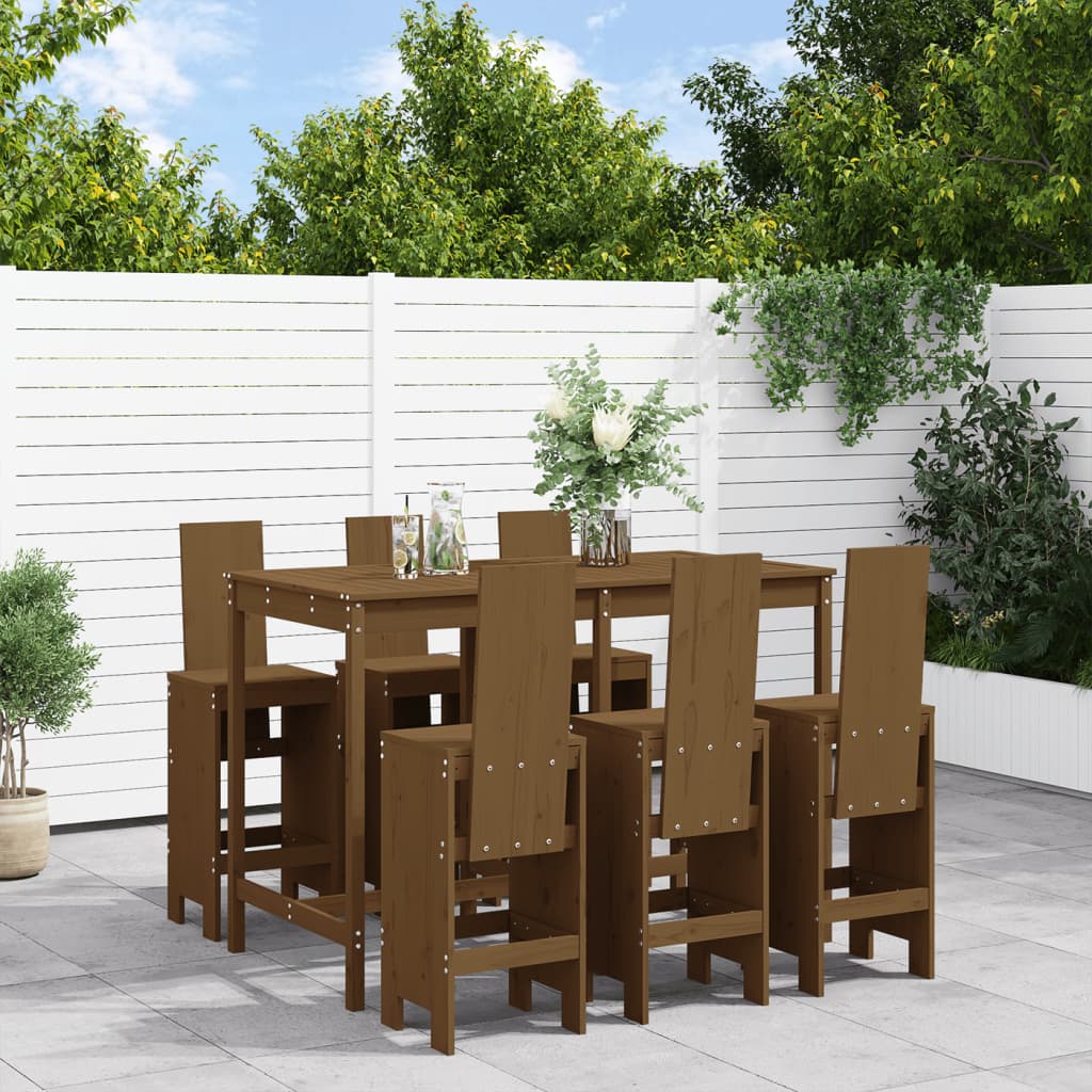 7-delige Tuinbarset massief grenenhout honingbruin is nu te koop bij PeponiXL, paradijselijk wonen!