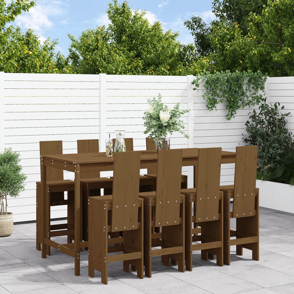 9-delige Tuinbarset massief grenenhout honingbruin is nu te koop bij PeponiXL, paradijselijk wonen!