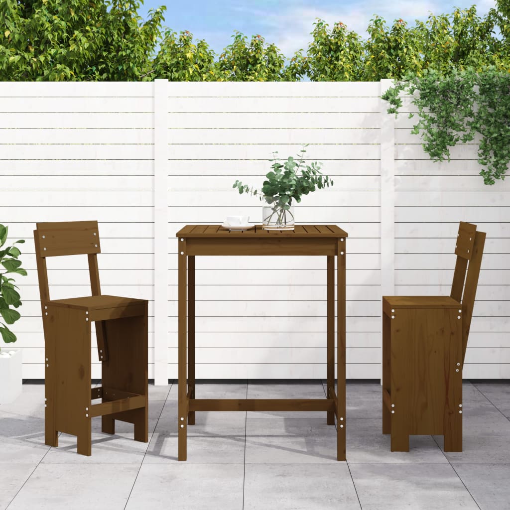 3-delige Tuinbarset massief grenenhout honingbruin is nu te koop bij PeponiXL, paradijselijk wonen!