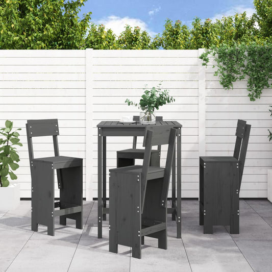 5-delige Tuinbarset massief grenenhout grijs is nu te koop bij PeponiXL, paradijselijk wonen!