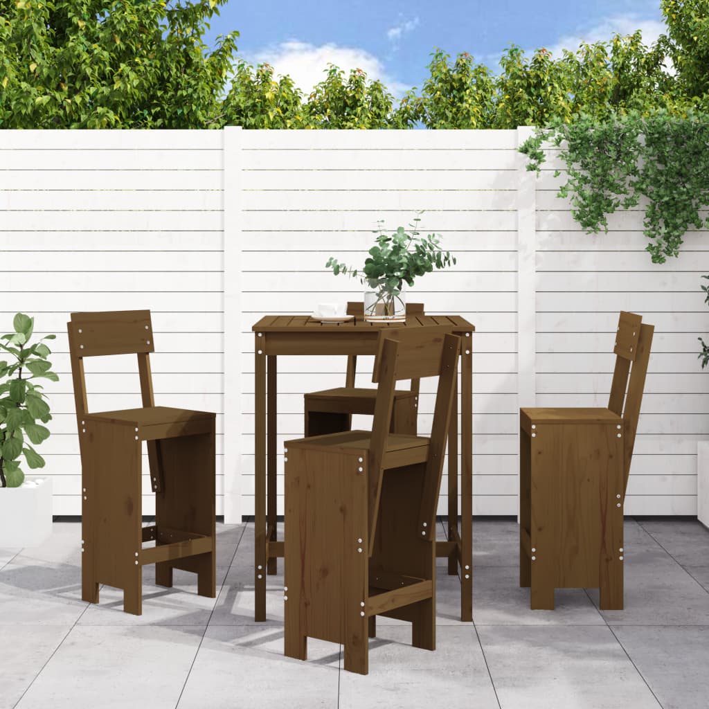 5-delige Tuinbarset massief grenenhout honingbruin is nu te koop bij PeponiXL, paradijselijk wonen!