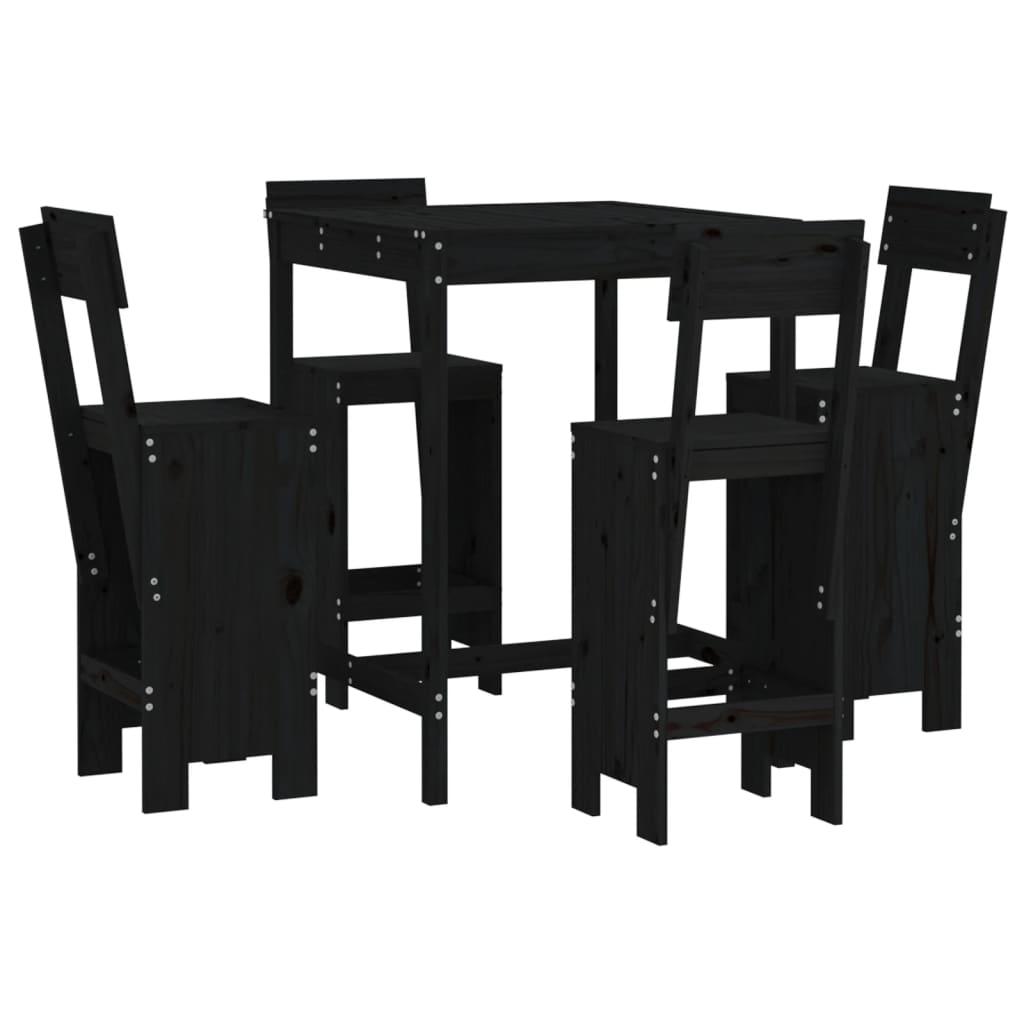 5-delige Barset massief grenenhout zwart is nu te koop bij PeponiXL, paradijselijk wonen!