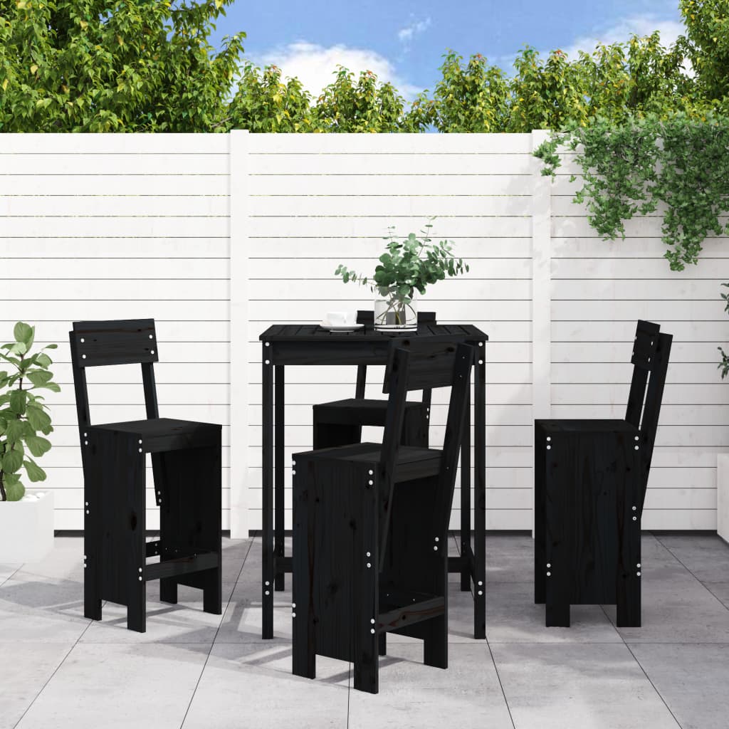 5-delige Barset massief grenenhout zwart is nu te koop bij PeponiXL, paradijselijk wonen!