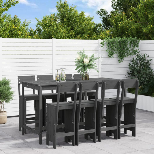 9-delige Tuinbarset massief grenenhout grijs is nu te koop bij PeponiXL, paradijselijk wonen!