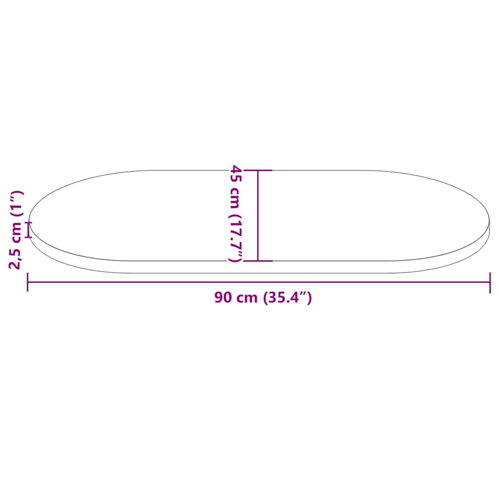 Tafelblad ovaal 90x45x2,5 cm massief grenenhout wit is nu te koop bij PeponiXL, paradijselijk wonen!