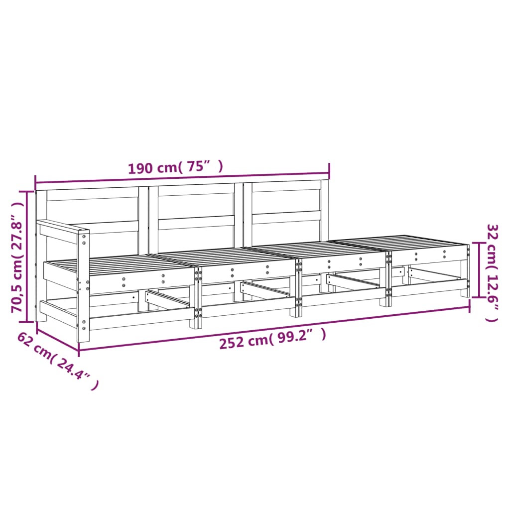 4-delige Loungeset massief grenenhout wit is nu te koop bij PeponiXL, paradijselijk wonen!