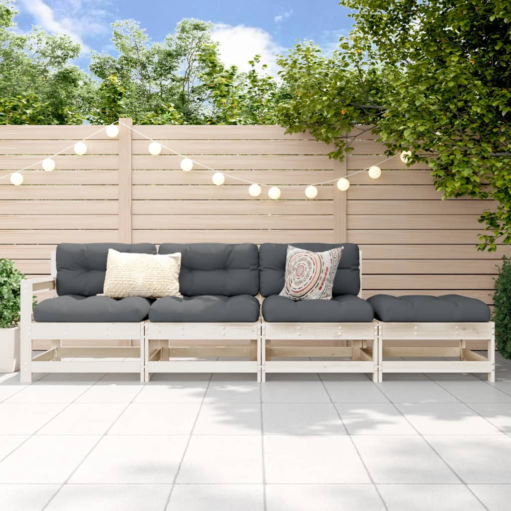 4-delige Loungeset massief grenenhout wit is nu te koop bij PeponiXL, paradijselijk wonen!