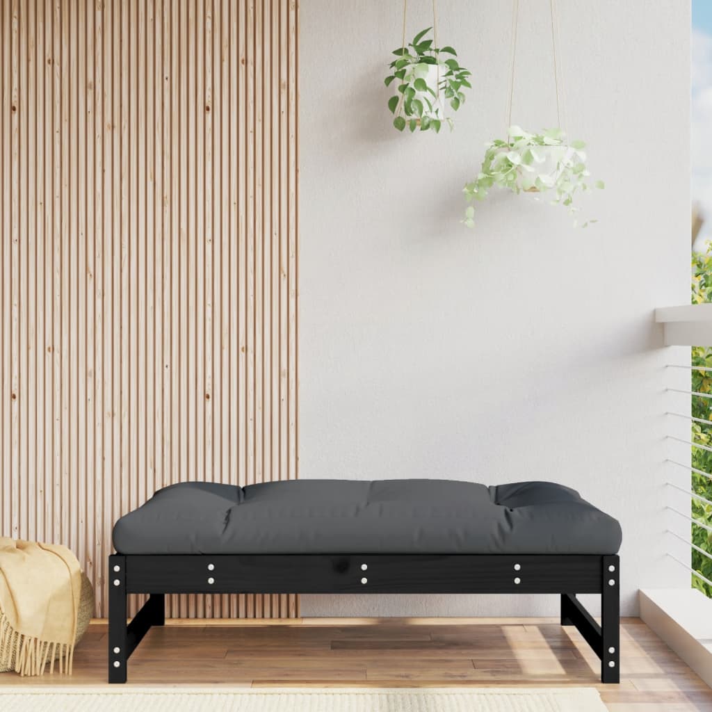 Tuinvoetenbank 120x80 cm massief grenenhout zwart is nu te koop bij PeponiXL, paradijselijk wonen!