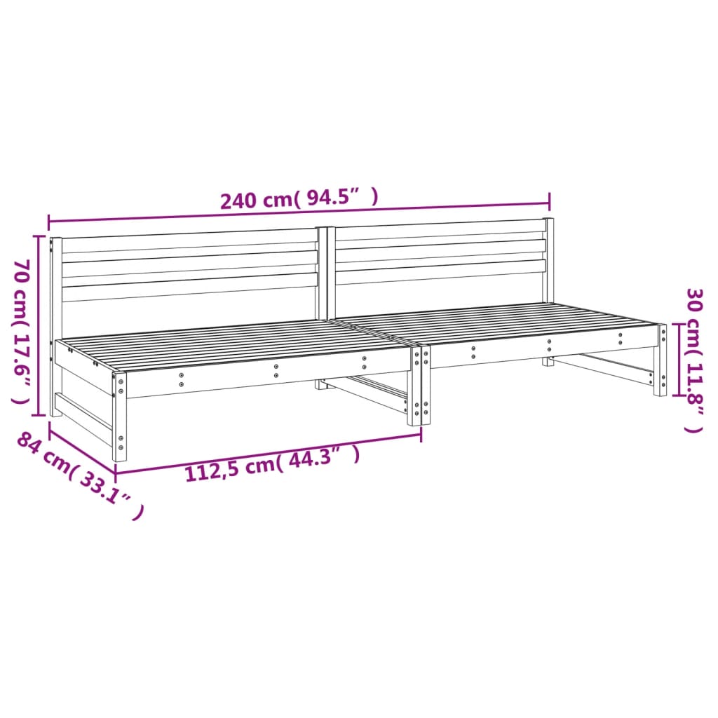 Tuinmiddenbanken 2 st 120x80 cm massief grenenhout wit is nu te koop bij PeponiXL, paradijselijk wonen!
