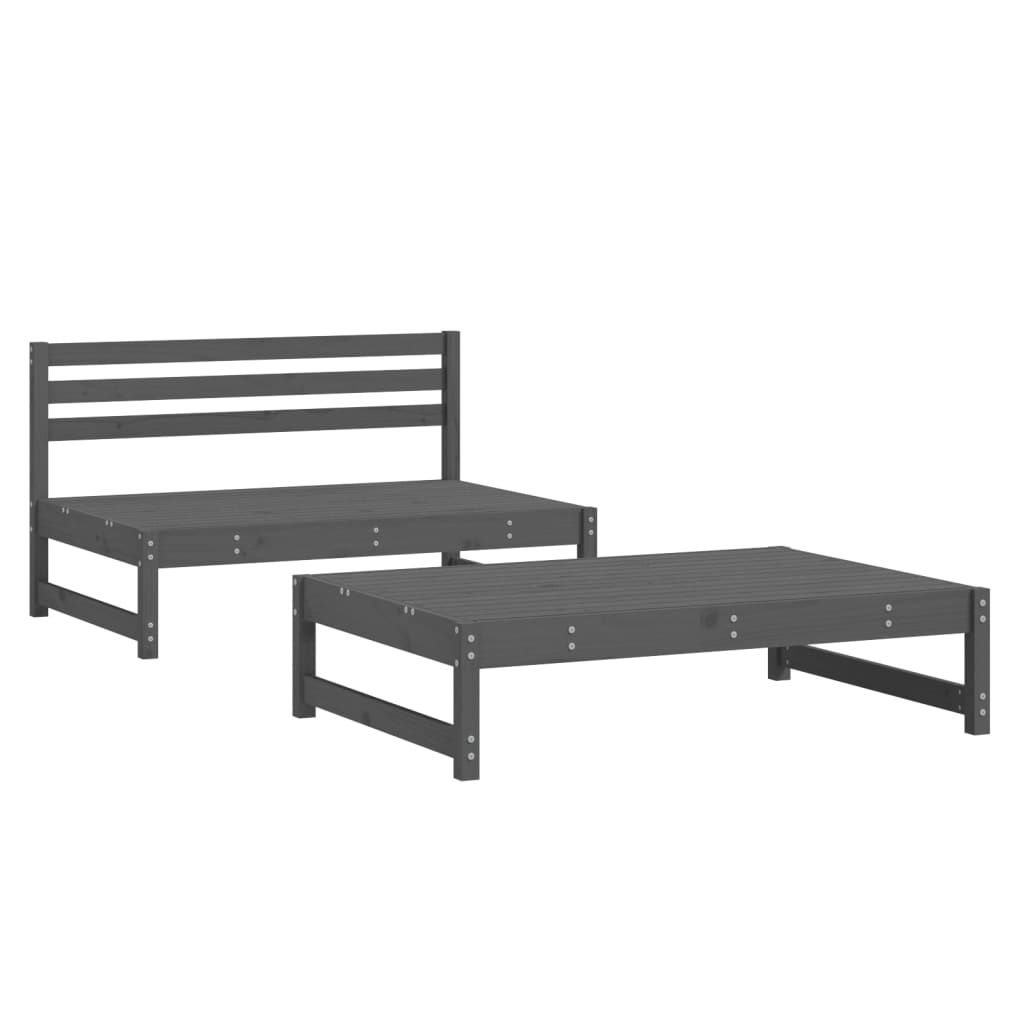 2-delige Loungeset massief grenenhout grijs is nu te koop bij PeponiXL, paradijselijk wonen!