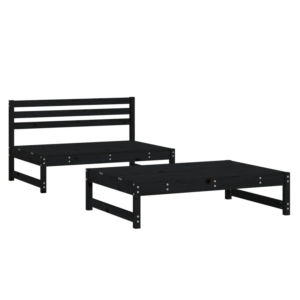 2-delige Loungeset massief grenenhout zwart is nu te koop bij PeponiXL, paradijselijk wonen!