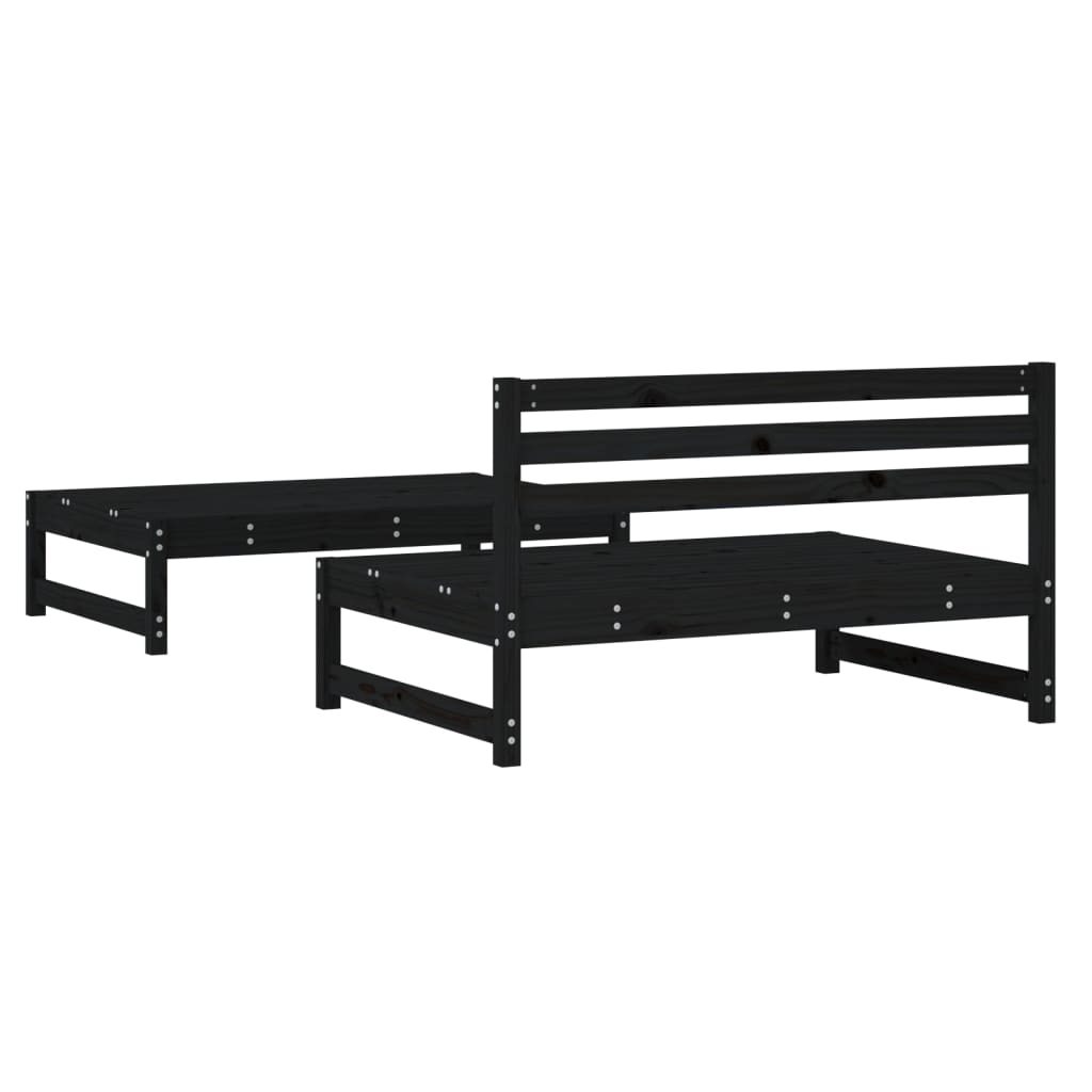 2-delige Loungeset massief grenenhout zwart is nu te koop bij PeponiXL, paradijselijk wonen!