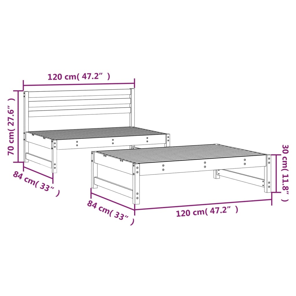 2-delige Loungeset massief grenenhout zwart is nu te koop bij PeponiXL, paradijselijk wonen!