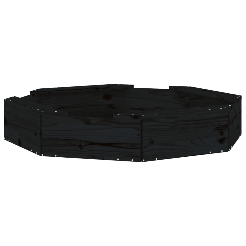 Zandbak met bankjes achthoekig massief grenenhout zwart is nu te koop bij PeponiXL, paradijselijk wonen!