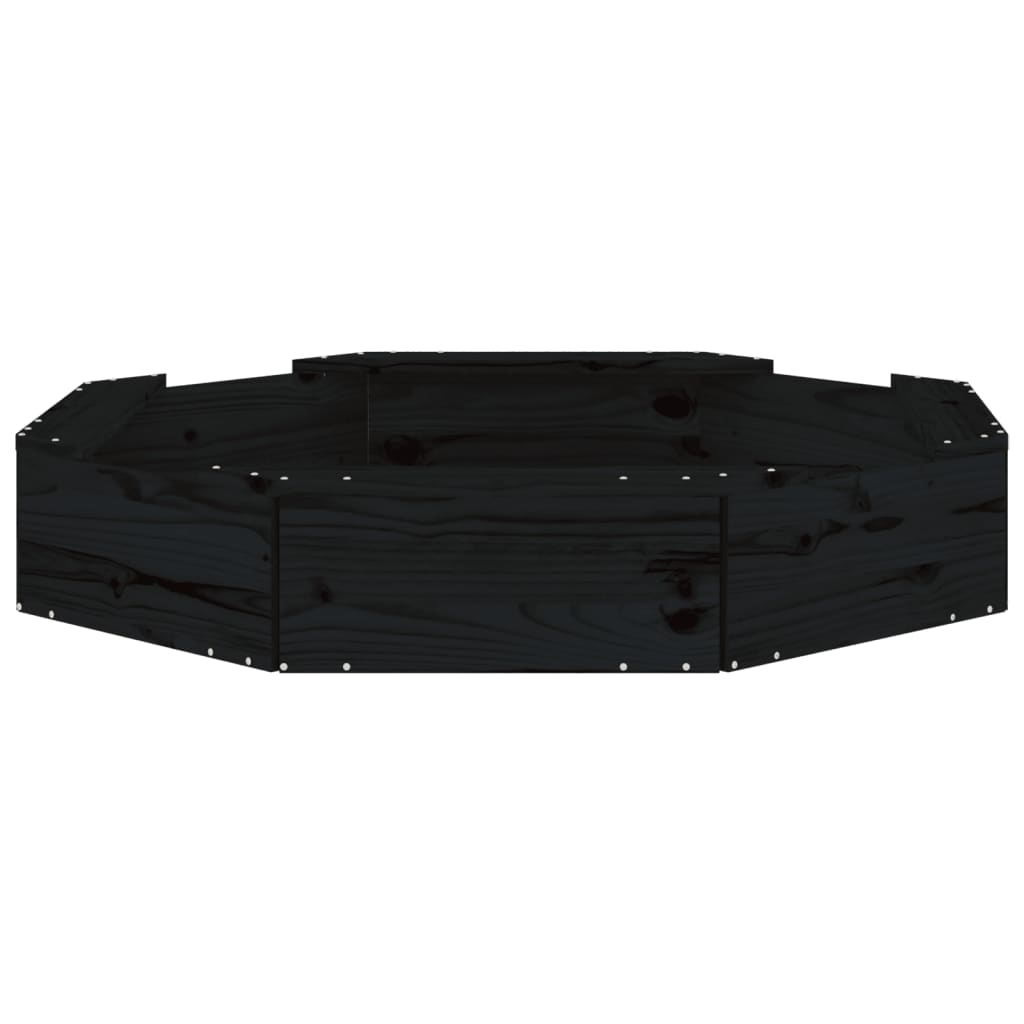 Zandbak met bankjes achthoekig massief grenenhout zwart is nu te koop bij PeponiXL, paradijselijk wonen!