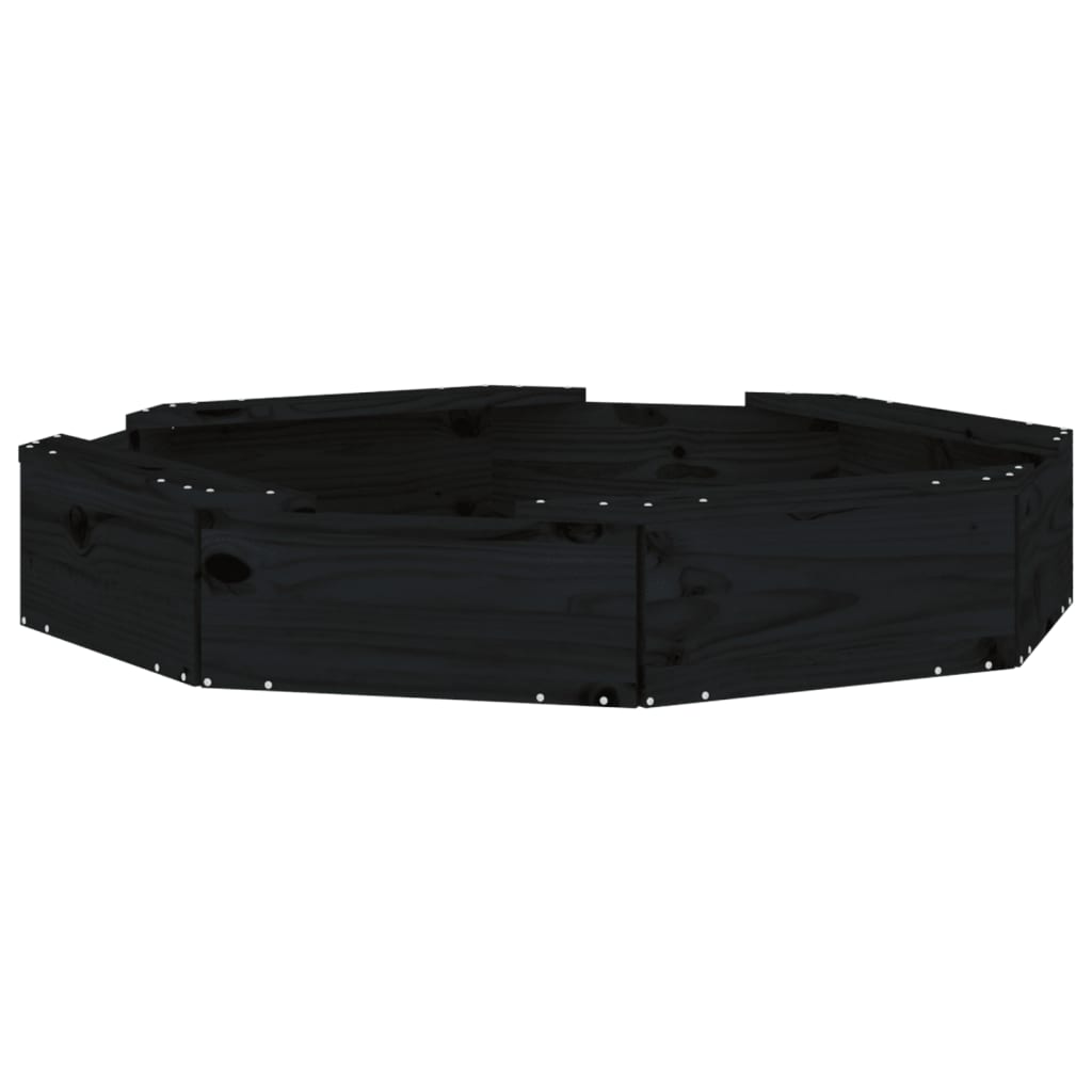 Zandbak met bankjes achthoekig massief grenenhout zwart is nu te koop bij PeponiXL, paradijselijk wonen!