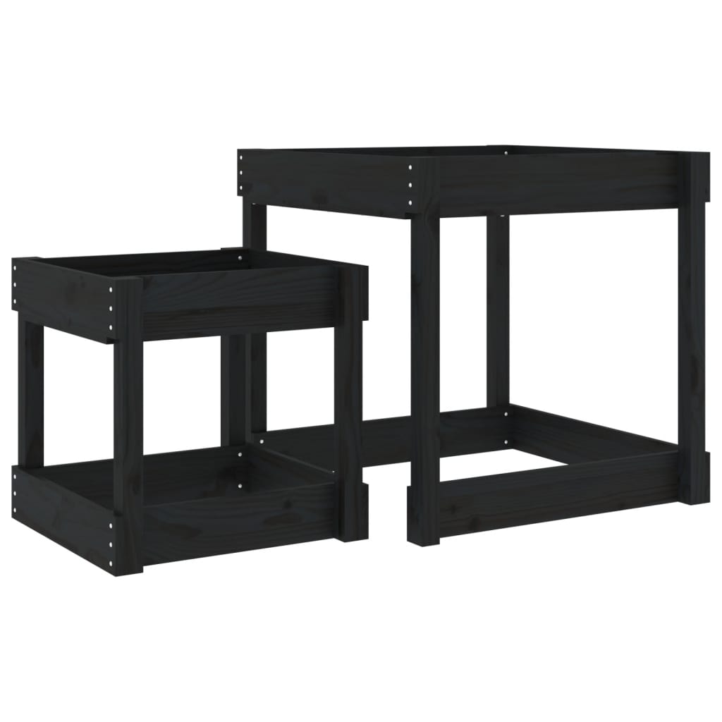 Zandtafels 2 st massief grenenhout zwart is nu te koop bij PeponiXL, paradijselijk wonen!