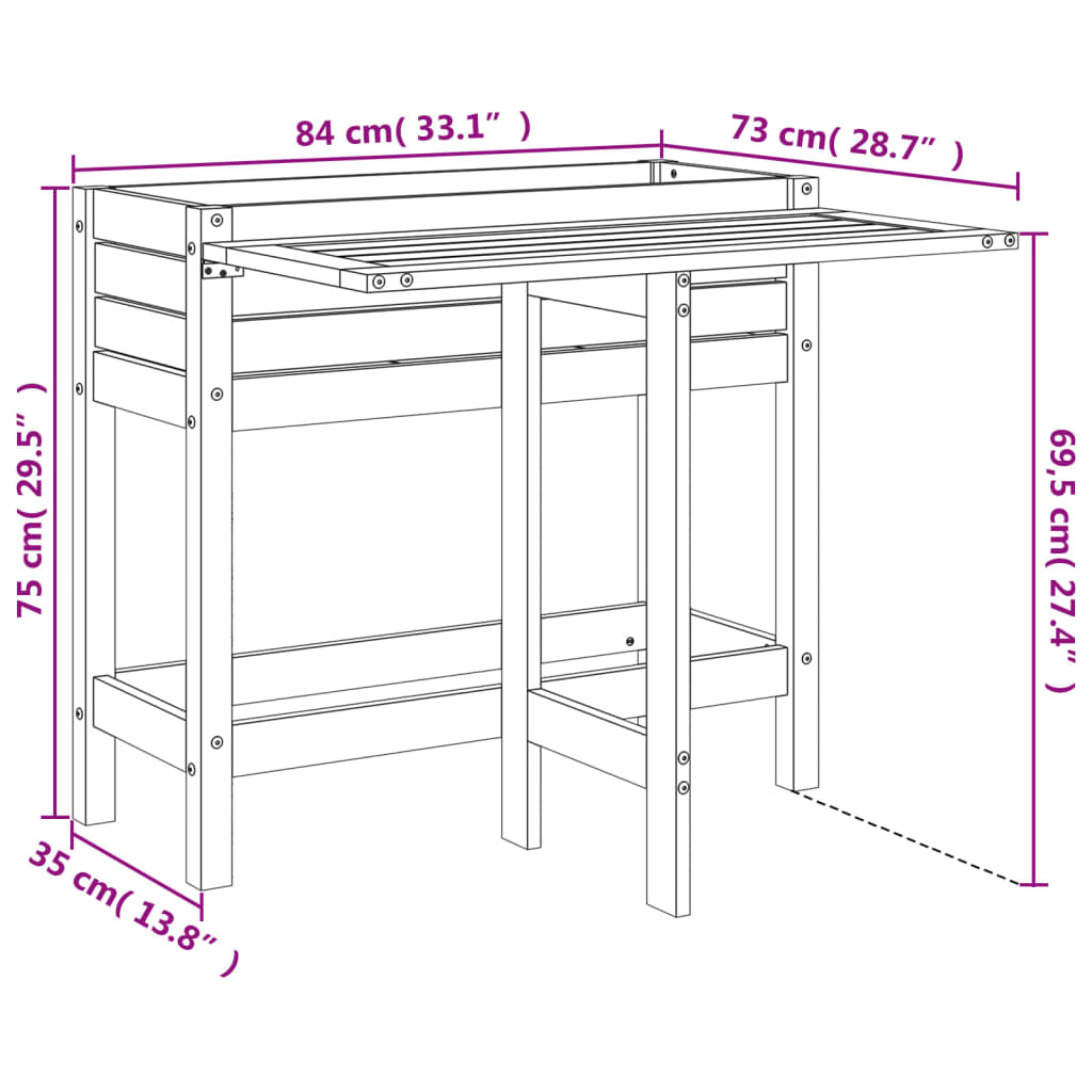 Plantenbak met inklapbaar tafelblad grenenhout honingbruin is nu te koop bij PeponiXL, paradijselijk wonen!