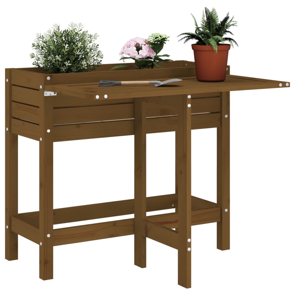 Plantenbak met inklapbaar tafelblad grenenhout honingbruin is nu te koop bij PeponiXL, paradijselijk wonen!