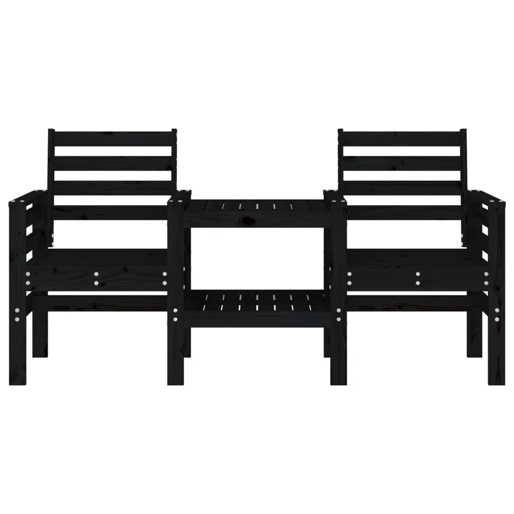 Tuinbank met tafel 2-zits massief grenenhout zwart is nu te koop bij PeponiXL, paradijselijk wonen!