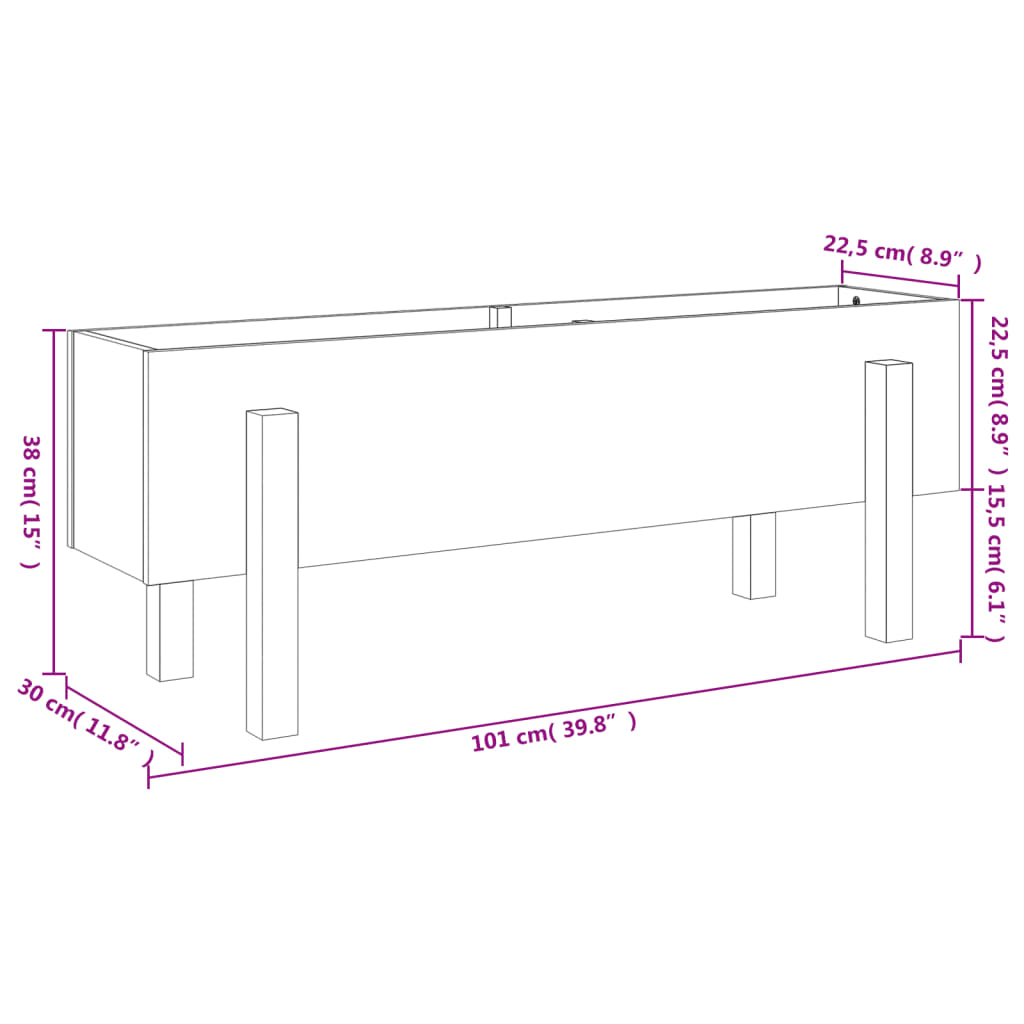 Plantenbak verhoogd 101x30x38 cm massief douglashout is nu te koop bij PeponiXL, paradijselijk wonen!