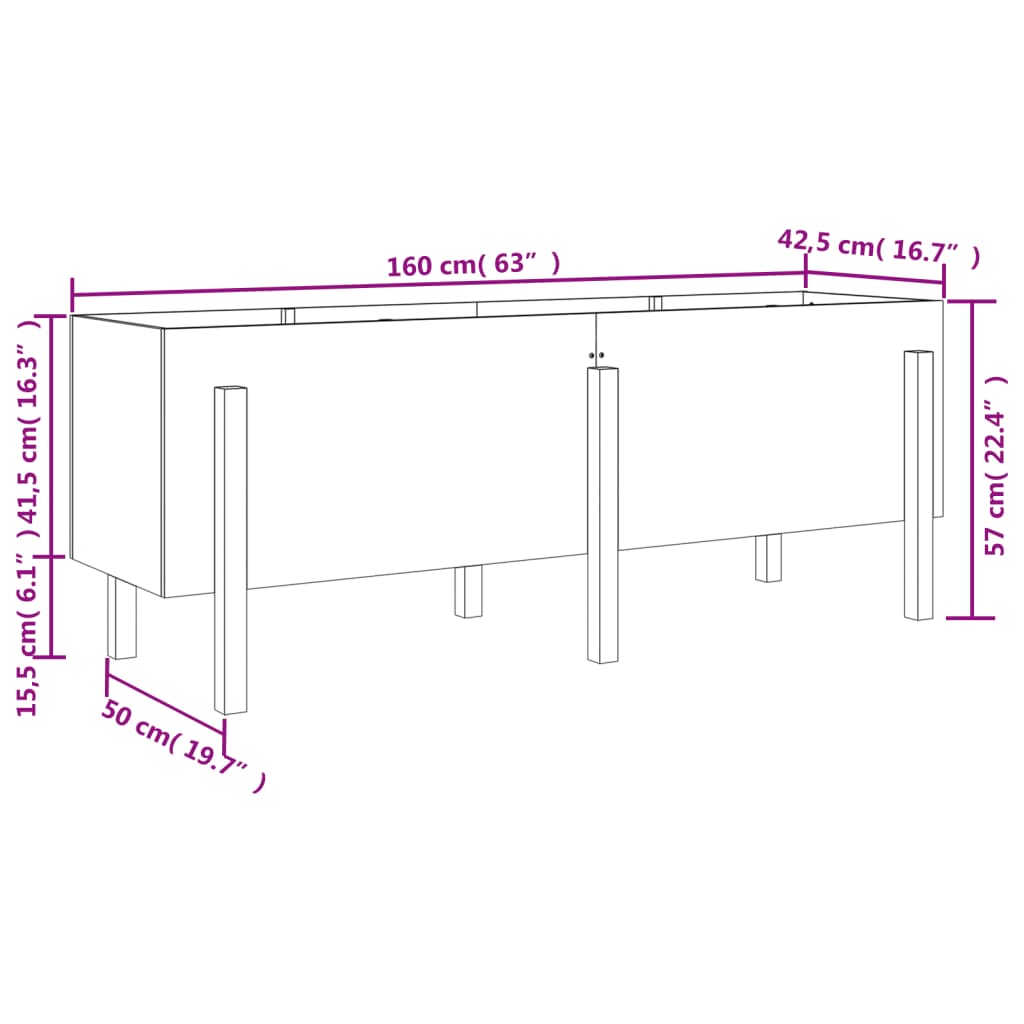 Plantenbak verhoogd 160x50x57 cm massief grenenhout is nu te koop bij PeponiXL, paradijselijk wonen!