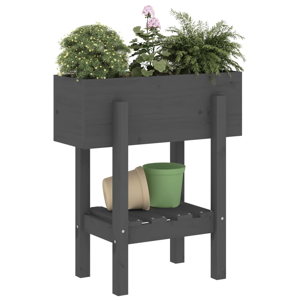 Plantenbak 62x30x69 cm massief grenenhout grijs is nu te koop bij PeponiXL, paradijselijk wonen!