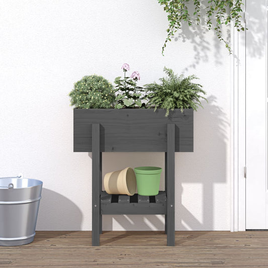 Plantenbak 62x30x69 cm massief grenenhout grijs is nu te koop bij PeponiXL, paradijselijk wonen!