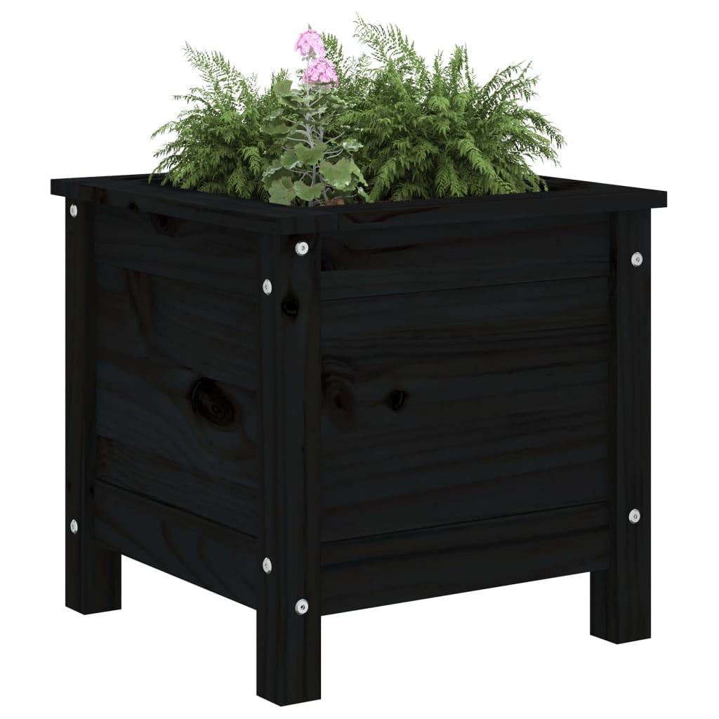 Plantenbak 40x40x39 cm massief grenenhout zwart is nu te koop bij PeponiXL, paradijselijk wonen!
