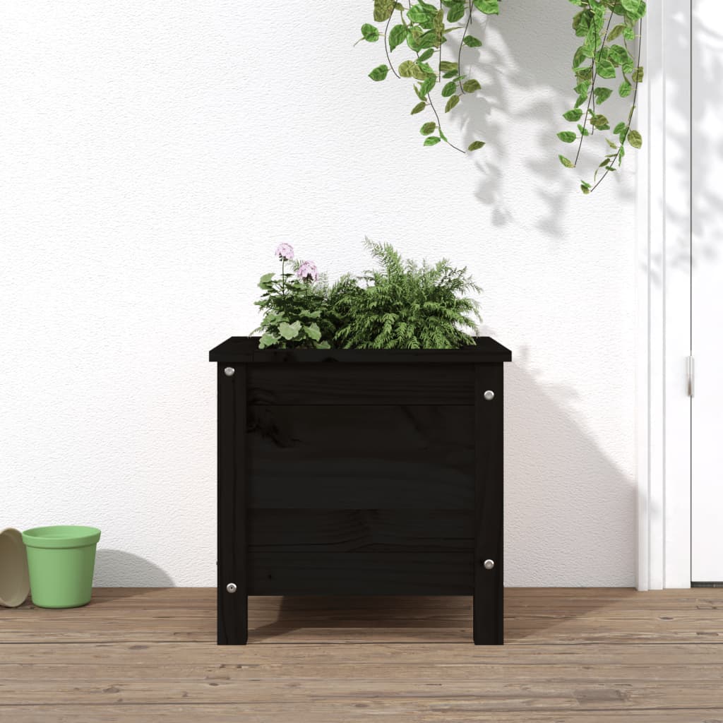 Plantenbak 40x40x39 cm massief grenenhout zwart is nu te koop bij PeponiXL, paradijselijk wonen!