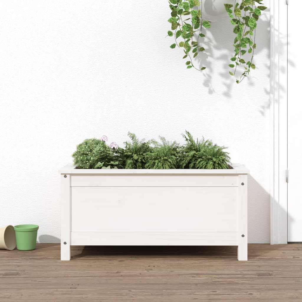 Plantenbak 82,5x40x39 cm massief grenenhout wit is nu te koop bij PeponiXL, paradijselijk wonen!