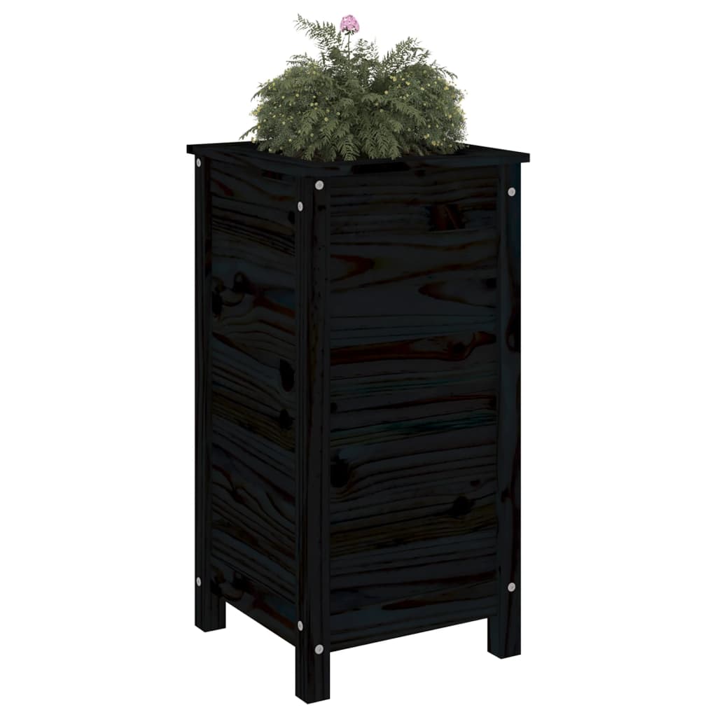 Plantenbak 40x40x78 cm massief grenenhout zwart is nu te koop bij PeponiXL, paradijselijk wonen!