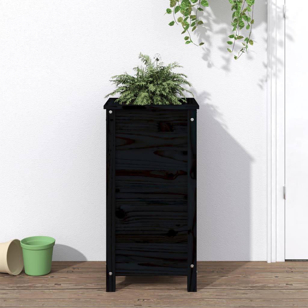 Plantenbak 40x40x78 cm massief grenenhout zwart is nu te koop bij PeponiXL, paradijselijk wonen!