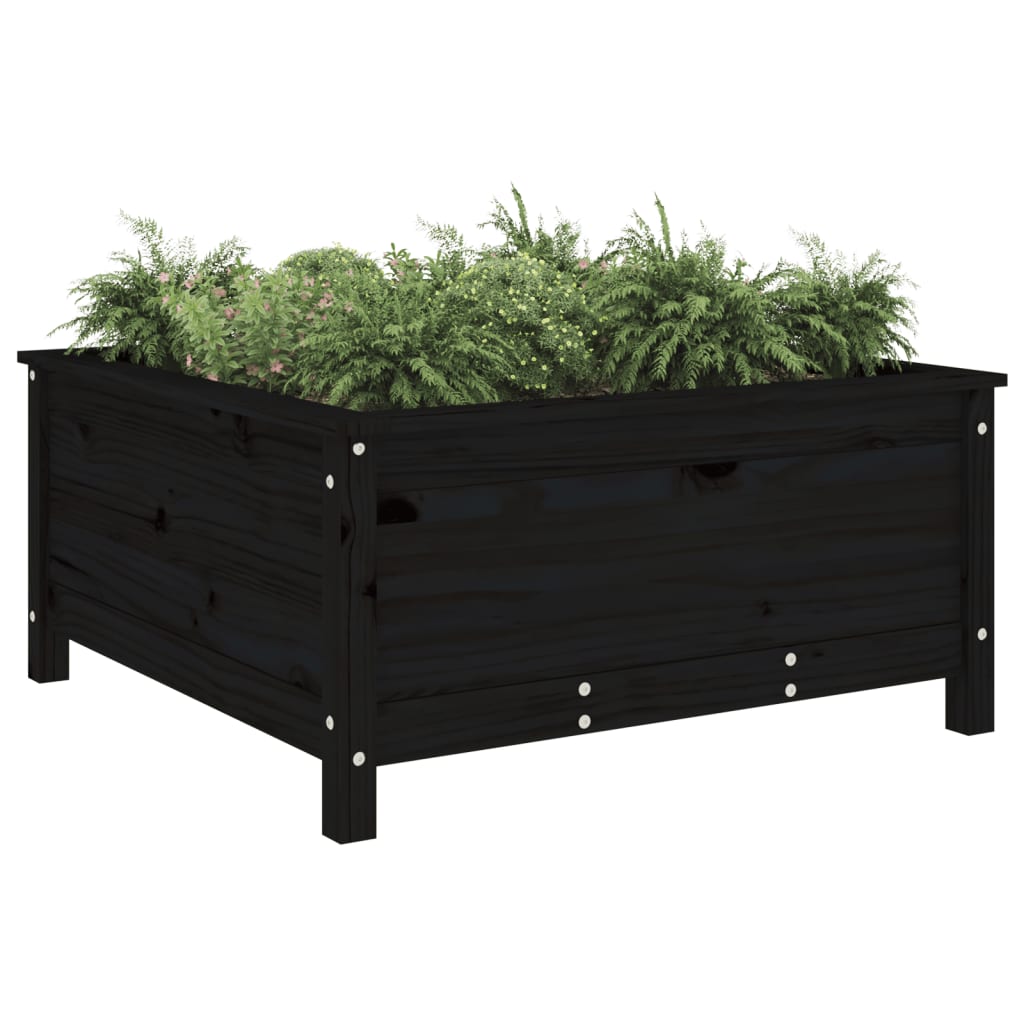 Plantenbak 82,5x82,5x39 cm massief grenenhout zwart is nu te koop bij PeponiXL, paradijselijk wonen!
