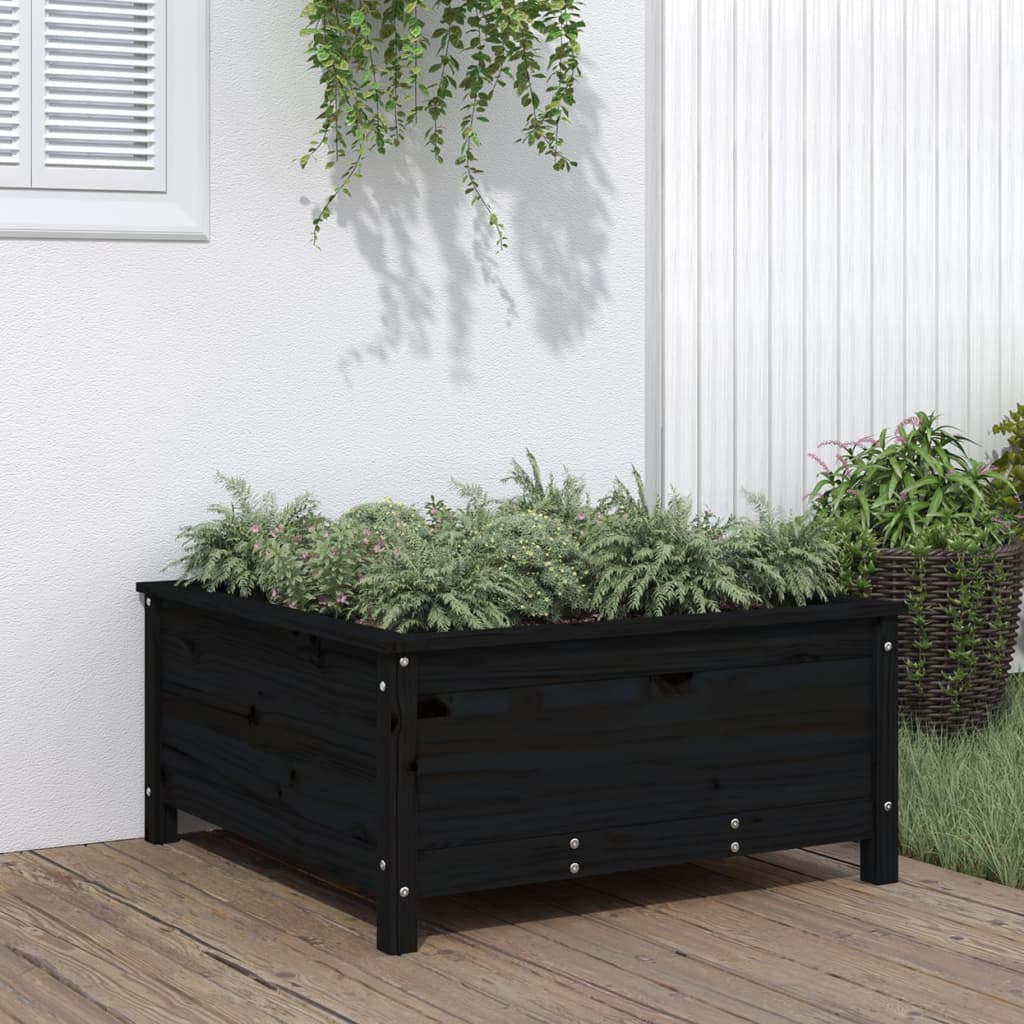 Plantenbak 82,5x82,5x39 cm massief grenenhout zwart is nu te koop bij PeponiXL, paradijselijk wonen!