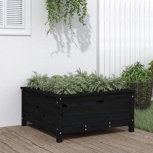 Plantenbak 82,5x82,5x39 cm massief grenenhout zwart is nu te koop bij PeponiXL, paradijselijk wonen!