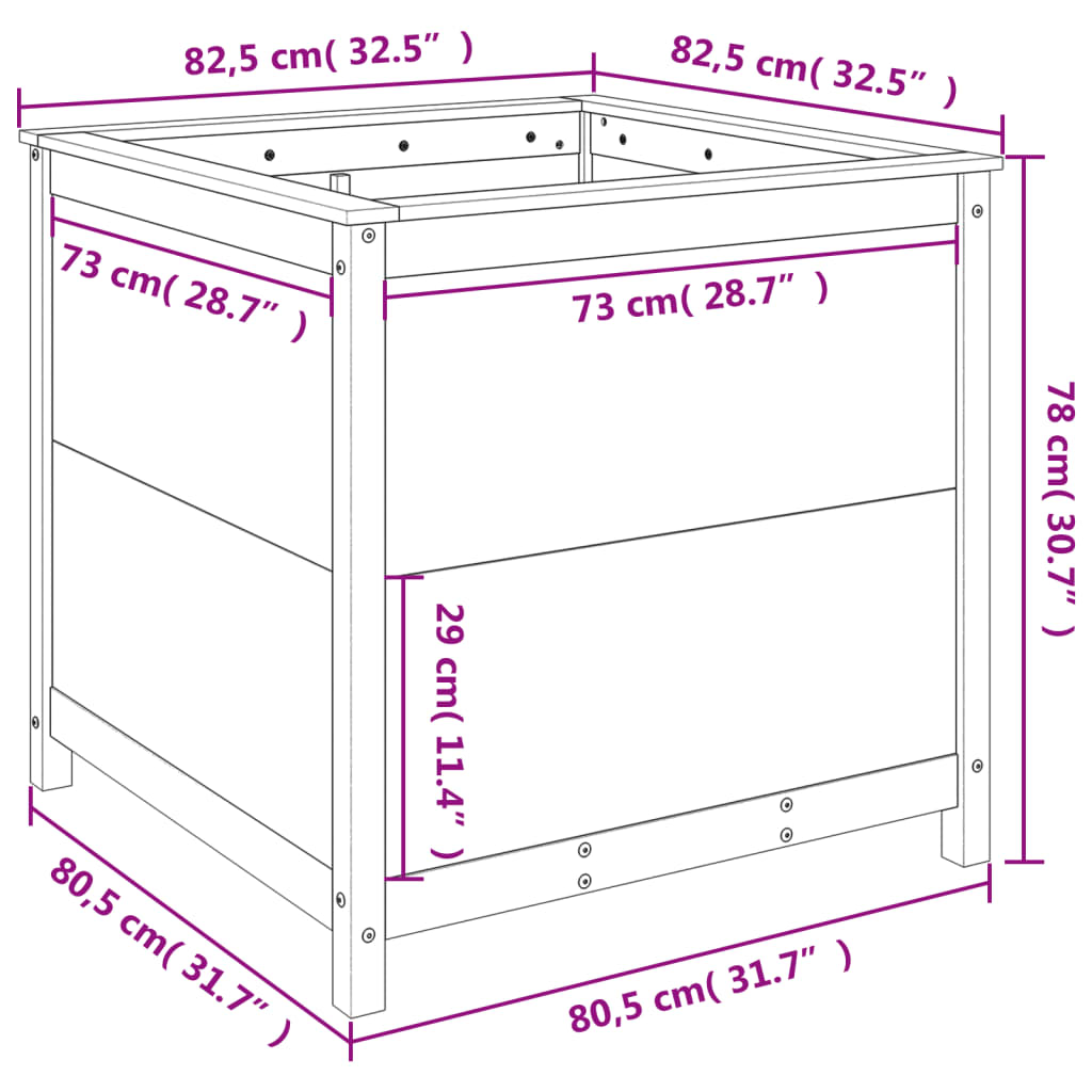 Plantenbak 82,5x82,5x78 cm massief grenenhout is nu te koop bij PeponiXL, paradijselijk wonen!