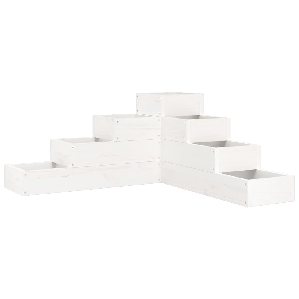 Plantenbak 4-laags 80,5x79x36 cm massief grenenhout wit is nu te koop bij PeponiXL, paradijselijk wonen!