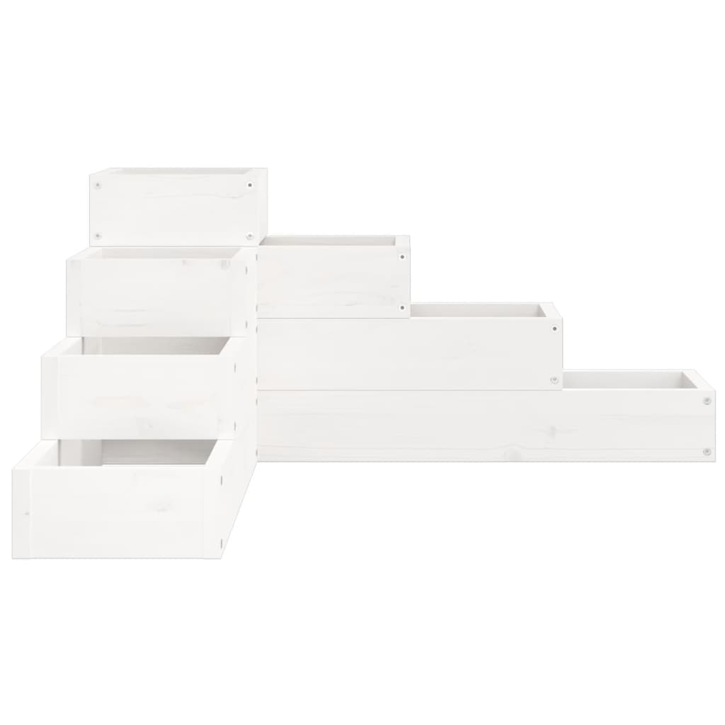 Plantenbak 4-laags 80,5x79x36 cm massief grenenhout wit is nu te koop bij PeponiXL, paradijselijk wonen!