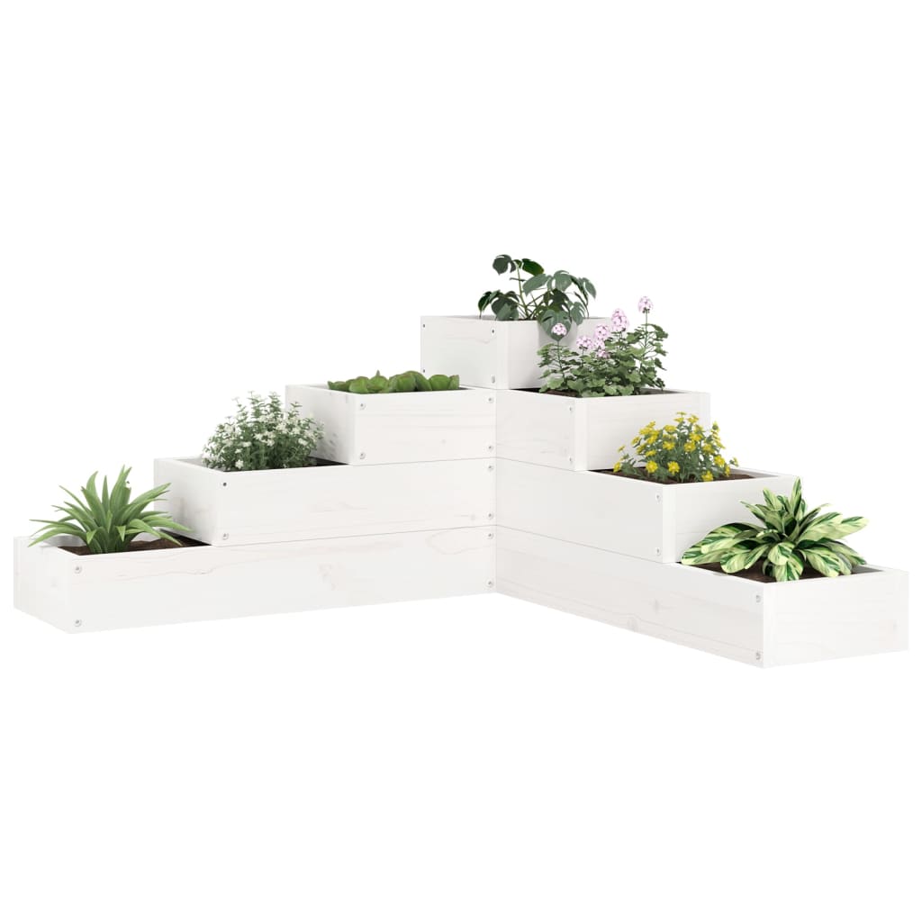 Plantenbak 4-laags 80,5x79x36 cm massief grenenhout wit is nu te koop bij PeponiXL, paradijselijk wonen!