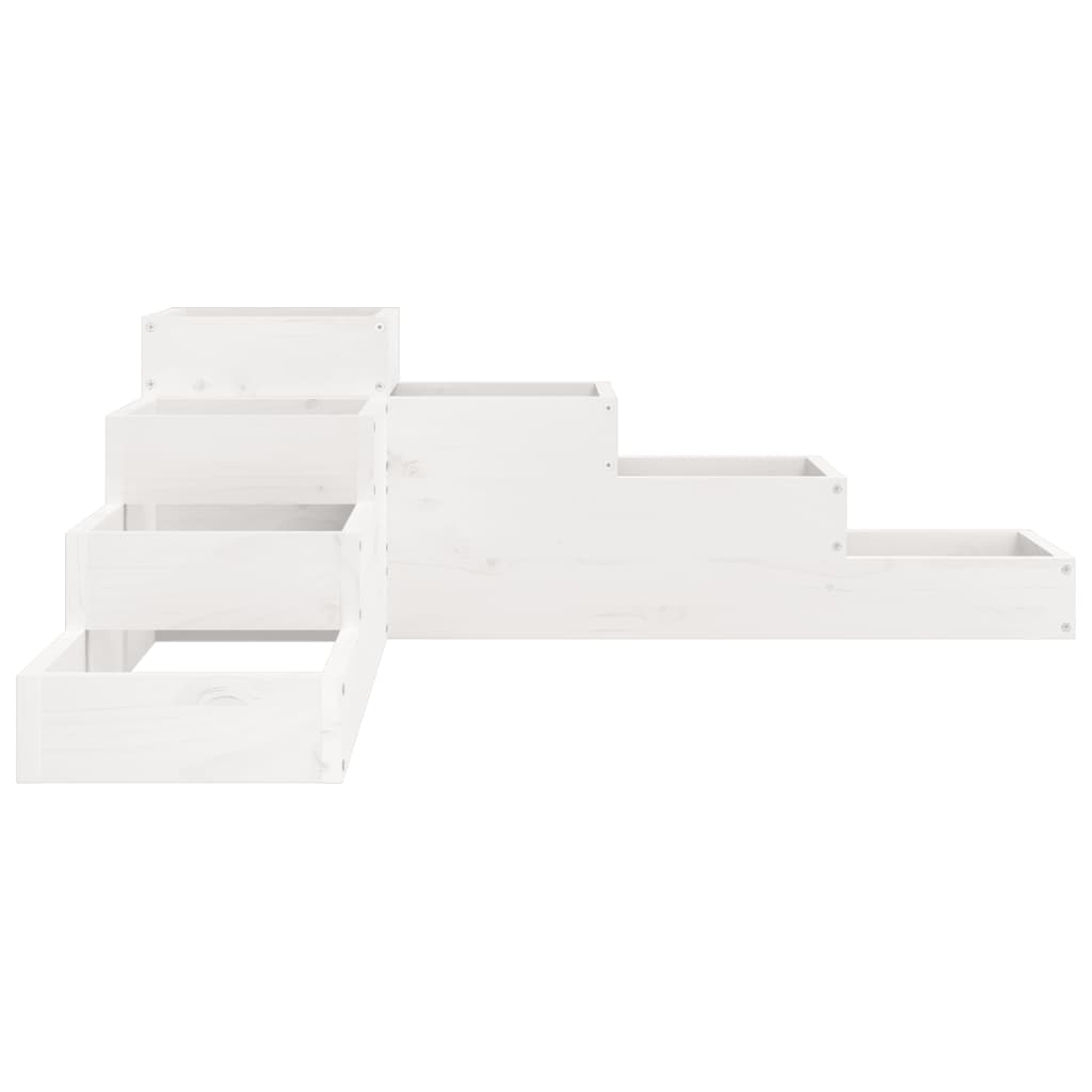 Plantenbak 4-laags 106x104,5x36 cm massief grenenhout wit is nu te koop bij PeponiXL, paradijselijk wonen!