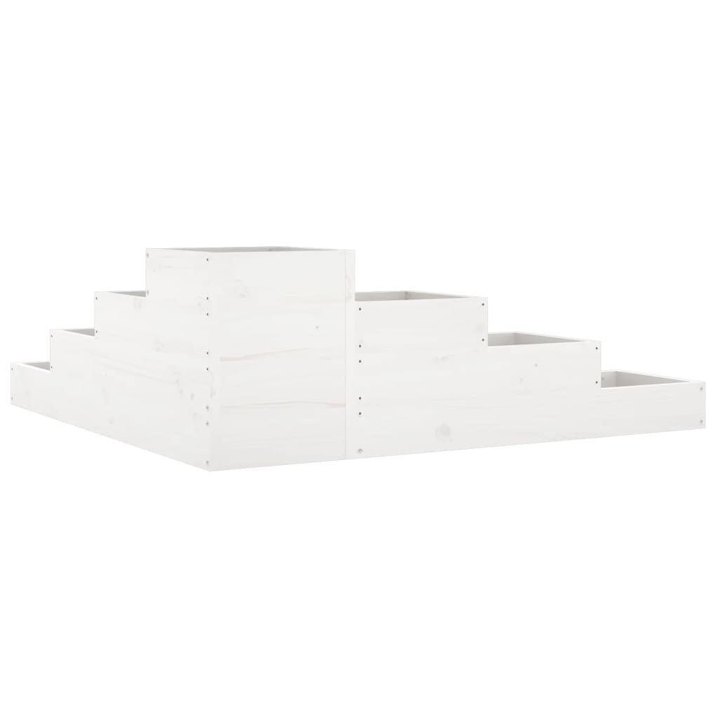 Plantenbak 4-laags 106x104,5x36 cm massief grenenhout wit is nu te koop bij PeponiXL, paradijselijk wonen!